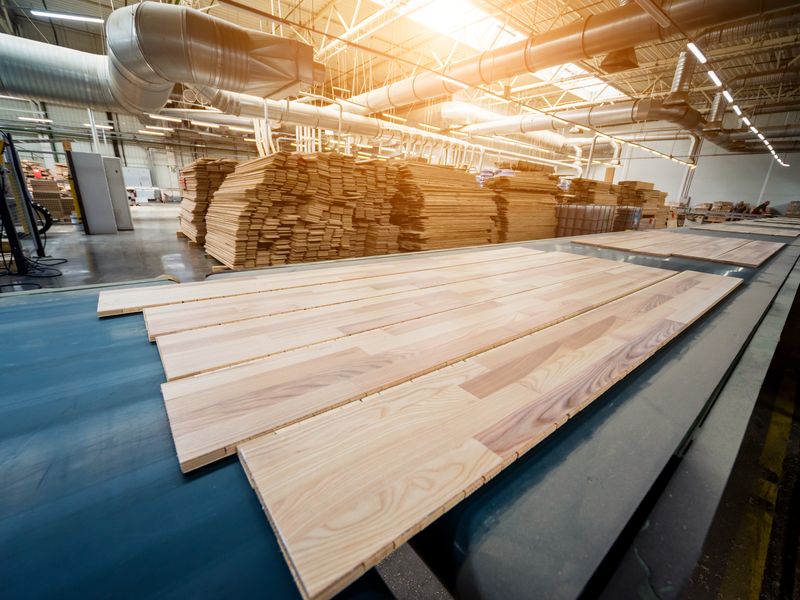 Zweites Motiv: Schreiner bearbeitet ein Werkstück aus Holz an der Werkbank